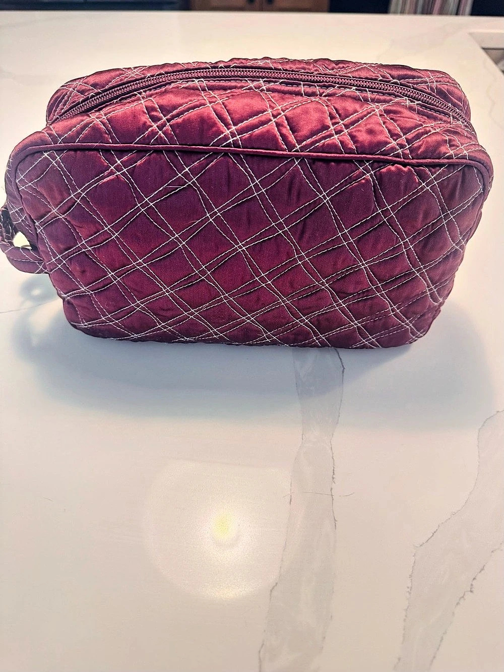 Silk Quilted Cosmetic Bag in Purple NWT